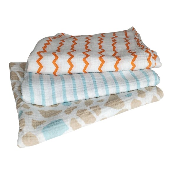 ADEN & ANAIS Muslin Swaddle Receiving Newborn Baby Blankets Lot of 3 Unisex - Picture 1 of 7